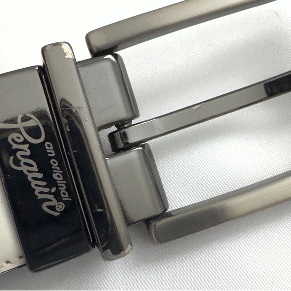 An Original Penguin Reversible Leather Belt 34 Black White - Picture 4 of 8
